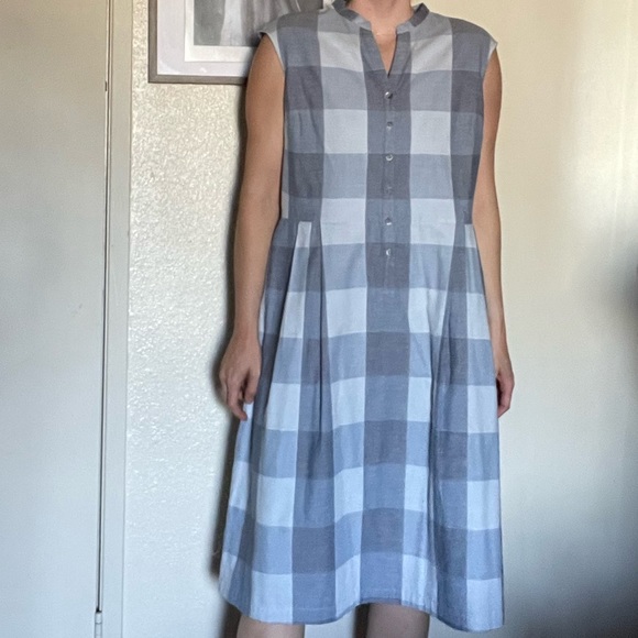 PENDLETON Women Size 14 Plaid Cotton Fit Flare 1/3 Button Dress Sleeveless - Picture 13 of 13